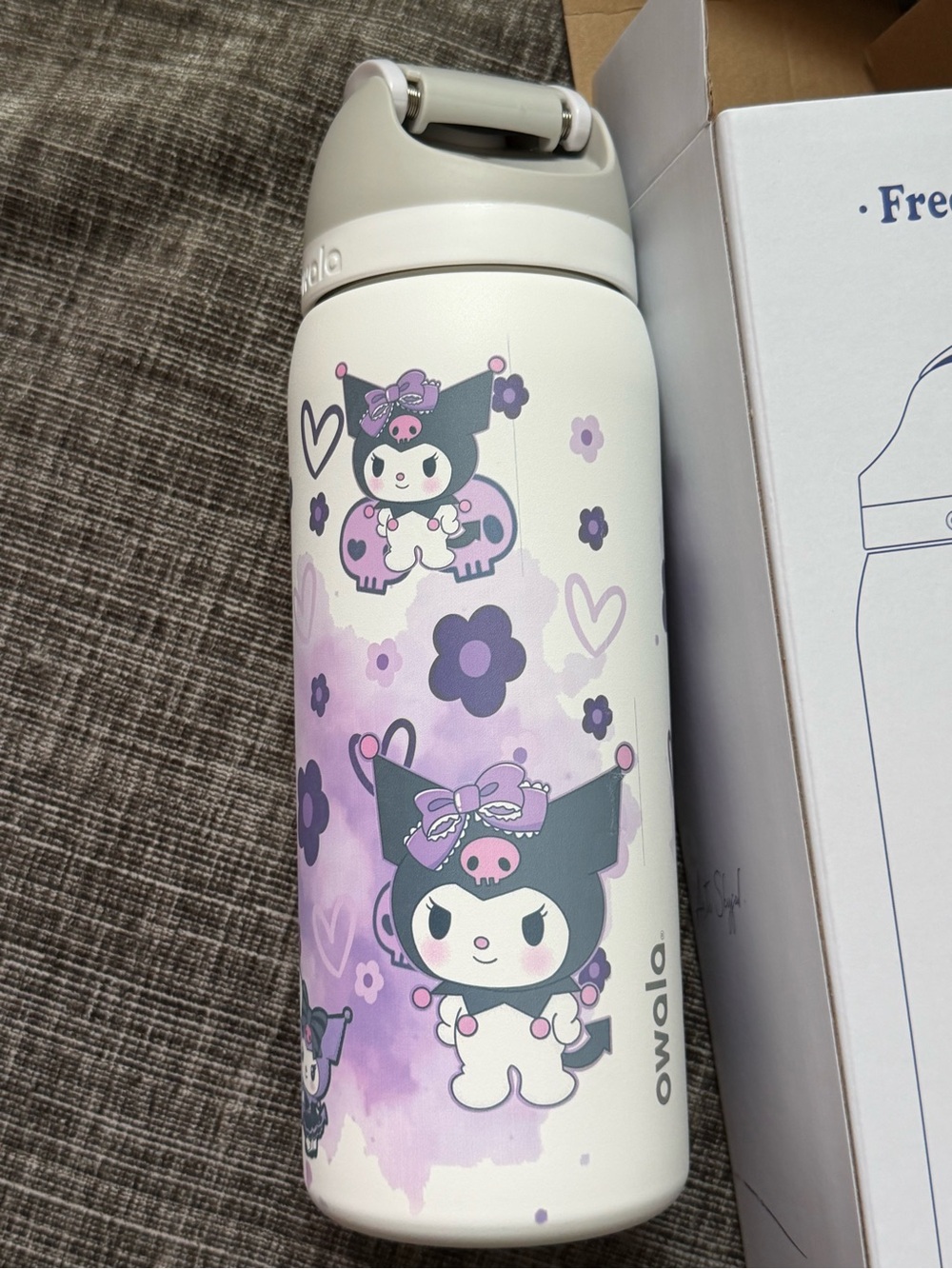 Kuromi-Inspired Stainless Water Bottle - White & Purple